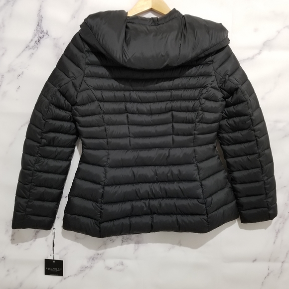 LAUNDRY Quilted Medium Weight Black Hooded Jacket - Picture 2 of 12